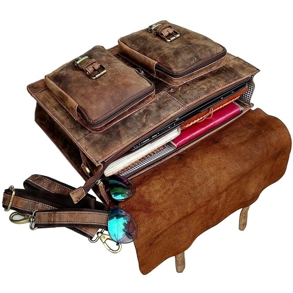 GRUNTLUXURY Leather Buffalo Messenger Bag - Picture 2 of 4